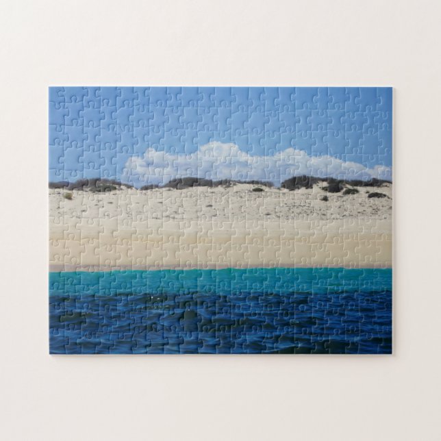 Ocean Waves On Sandy Beach Under Blue Sky Jigsaw Puzzle (Horizontal)