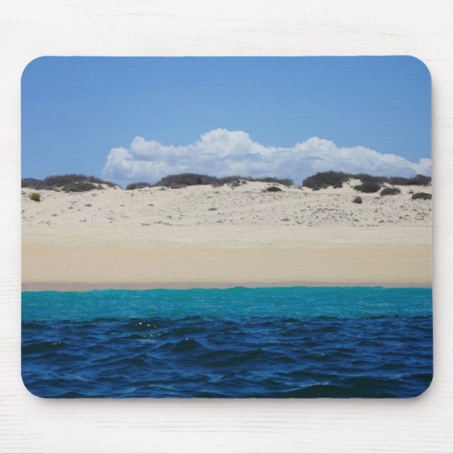 Ocean Waves On Sandy Beach Under Blue Sky Mouse Pad (Front)