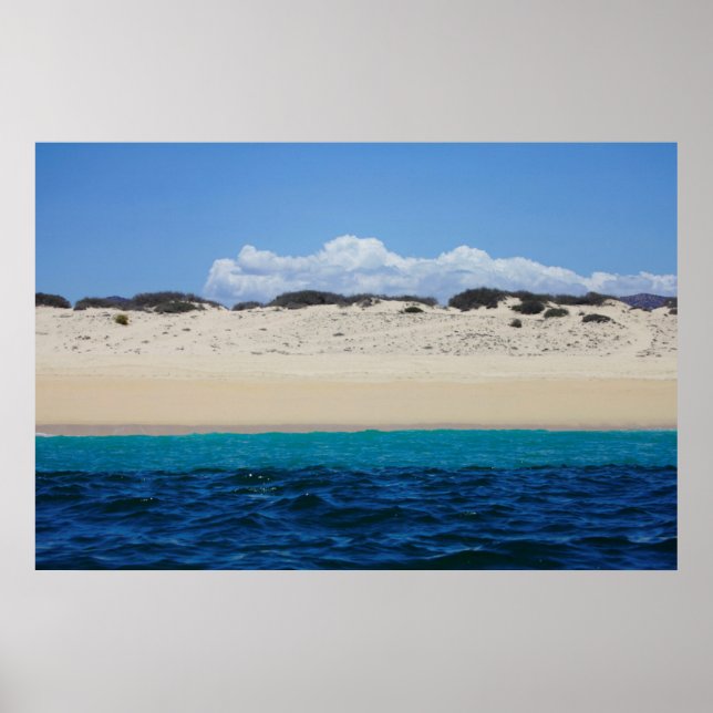 Ocean Waves On Sandy Beach Under Blue Sky Poster (Front)