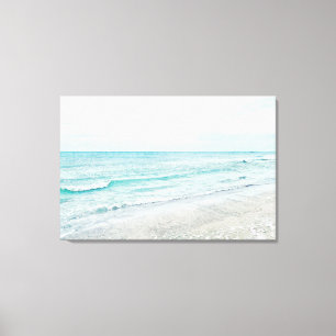 Ocean Waves Painting Aqua Light Blue Watercolor Canvas Print