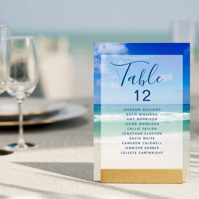 Ocean Waves Photo Beach Wedding w Names Table Number (Creator Uploaded)