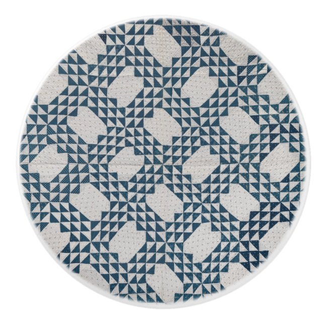 Ocean Waves quilt Ceramic Knob (Front)