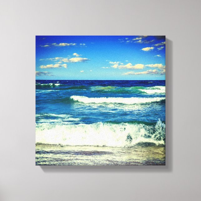Ocean Waves Rolling Into Shore Canvas Wrap` Print (Front)