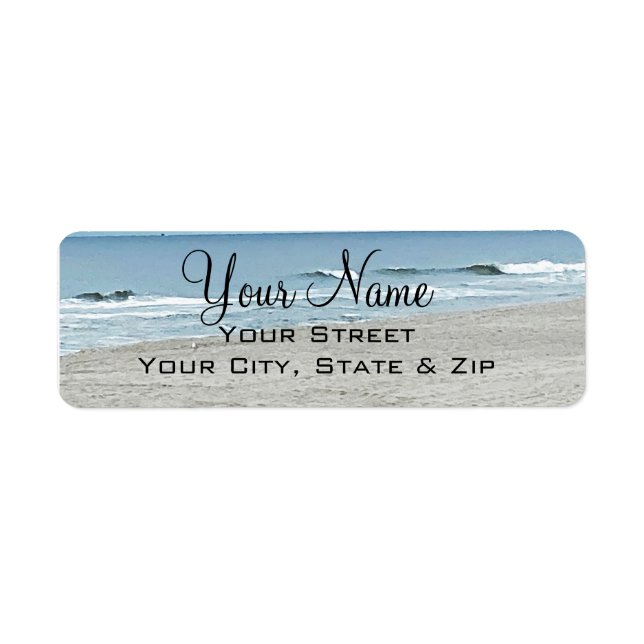 Ocean Waves & Sand Return Address Labels (Front)