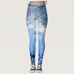 Ocean Waves Sea Coastal Aqua Nautical Beach Sea Leggings