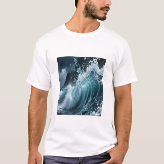 Ocean Waves & Sea Foam Graphic T-Shirt for Men