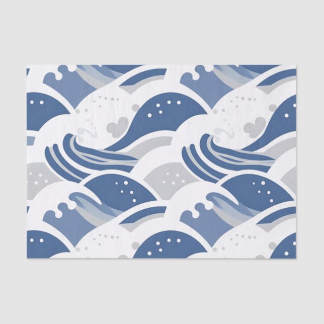 Ocean Waves Seamless Pattern Tissue Paper (Front)
