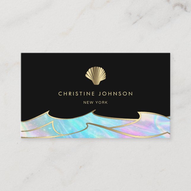 ocean waves seashell logo business card (Front)