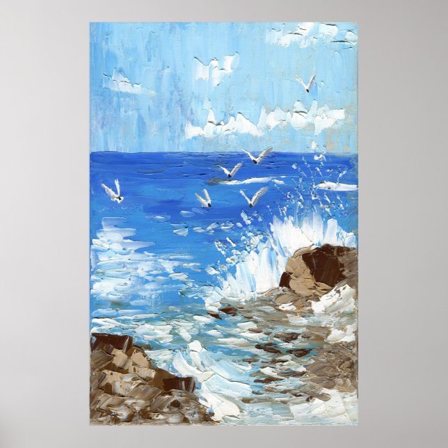 Ocean Waves Seashore Landscape Poster (Front)