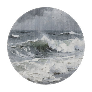 Ocean Waves Stormy Seascape Textured Cutting Board