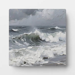 Ocean Waves Stormy Seascape Textured Plaque