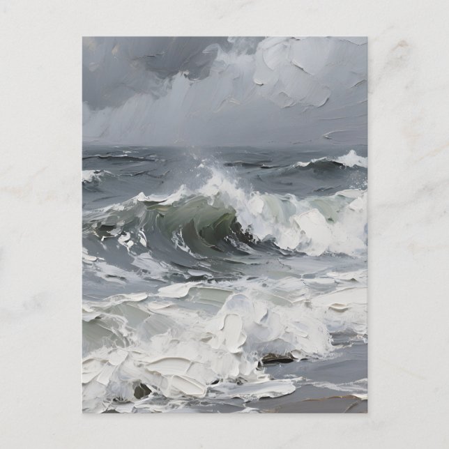 Ocean Waves Stormy Seascape Textured Postcard (Front)