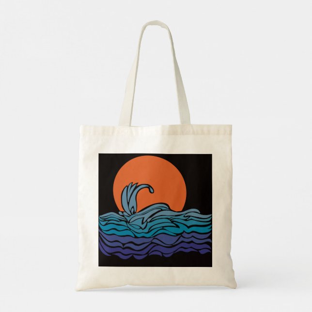 Ocean waves & sunset tote bag (Back)