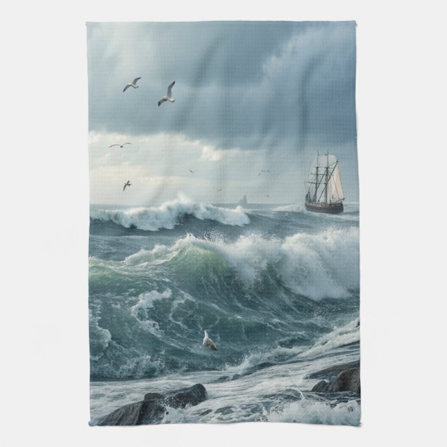 Ocean Waves Tea Towel (Vertical)
