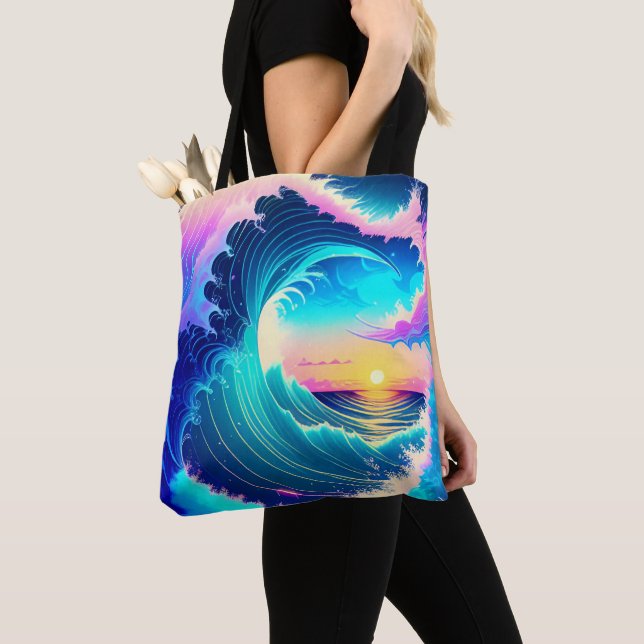 Ocean Waves Tote Bag (Close Up)