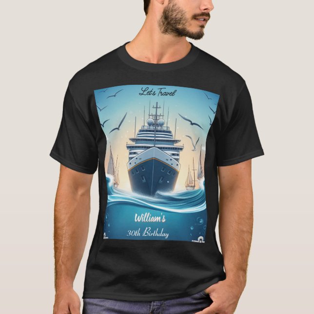 Ocean Waves Travel Anchor Yacht 30th Birthday T-Shirt (Front)