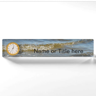 Ocean waves water Clock Desk Nameplate