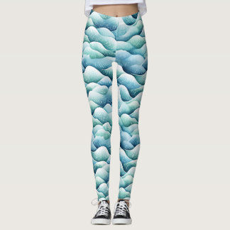 Ocean Waves  Watercolor Turquoise Pattern Leggings
