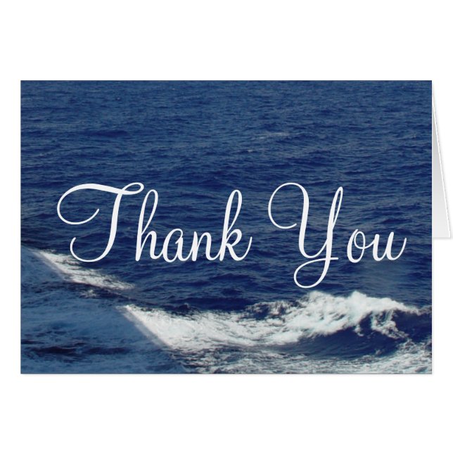 Ocean Waves Wedding Thank You Blank Cards (Front Horizontal)