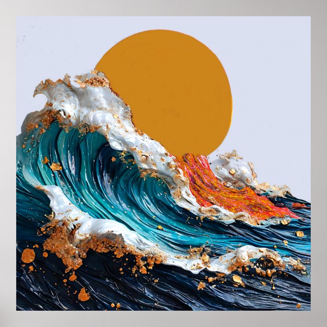 Ocean waves with vibrant shades poster (Front)