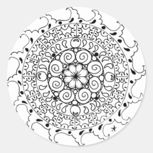 Ocean waves zen mandala classic round sticker