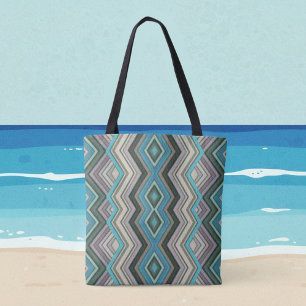 Ocean Waves Zig Zags & Stripes Tote Bag