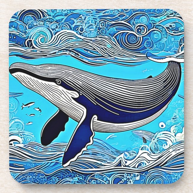 Ocean Whale Art Design Coaster (Front)