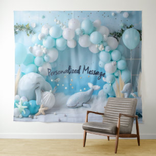 Ocean Whale Balloon Arch Backdrop Tapestry