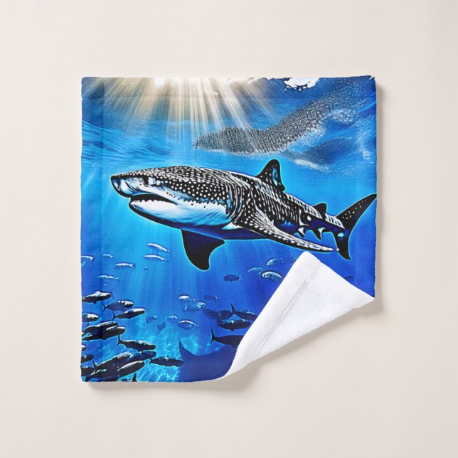 Ocean Whale Shark Giant Swimming Bath Towel Set (Wash Cloth)