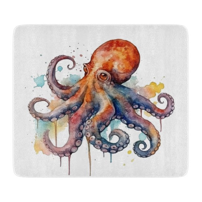 Ocean Whimsy: Colourful Octopus Cutting Board (Front)