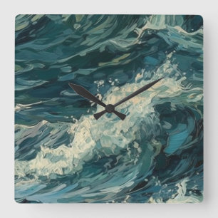 Ocean Whitecaps  Painting Square Wall Clock