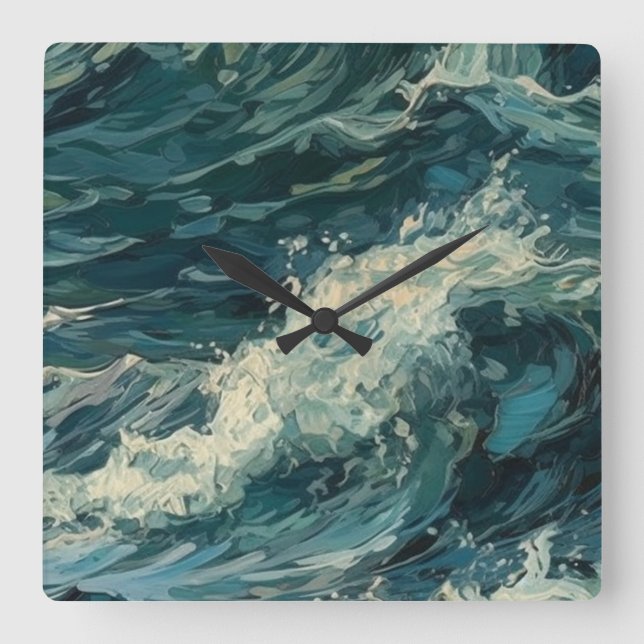 Ocean Whitecaps  Painting Square Wall Clock (Front)