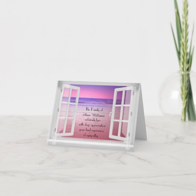 Ocean Window Sunrise Sympathy Thank You Card (Front)