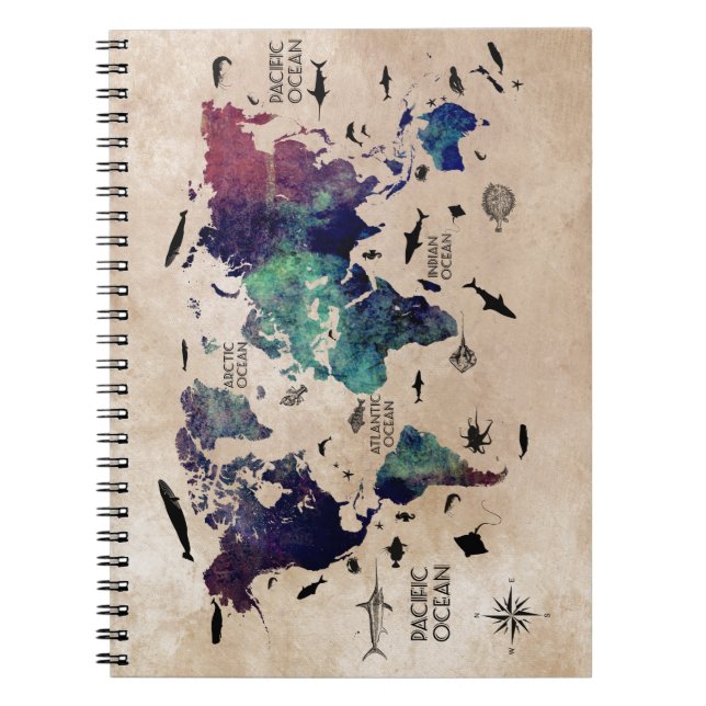 ocean world map notebook (Front)