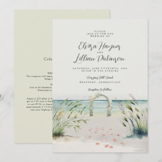 Oceanfront Romance Watercolor Boho Wedding Invitat Invitation