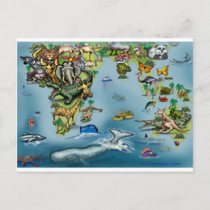 Oceania Africa World Map Postcard