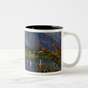 Oceania, New Zealand, South Island, Queenstwon. Two-Tone Coffee Mug