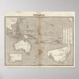 Oceania uncolored map poster