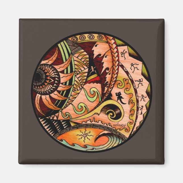  Oceania Wood Tattoo  Magnet (Front)