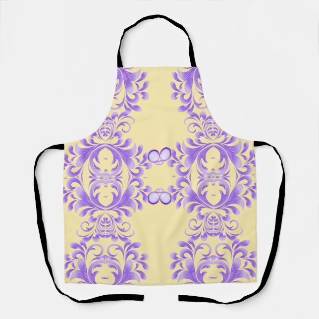 Oceanic Bloom: Purple Wave Harmony / Stylish Art  Apron (Front)