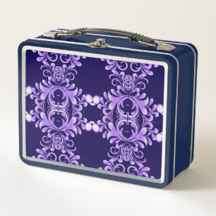 Oceanic Bloom: Purple Wave Harmony / Stylish Art  Metal Lunch Box