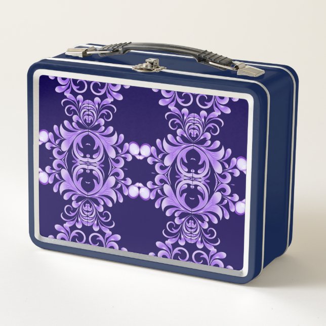 Oceanic Bloom: Purple Wave Harmony / Stylish Art  Metal Lunch Box (Front)