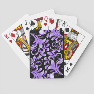 Oceanic Bloom: Purple Wave Harmony / Stylish Art Playing Cards