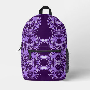 Oceanic Bloom: Purple Wave Harmony / Stylish Art Printed Backpack