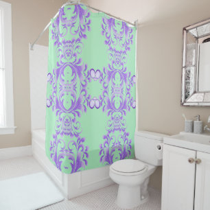 Oceanic Bloom: Purple Wave Harmony / Stylish Art Shower Curtain