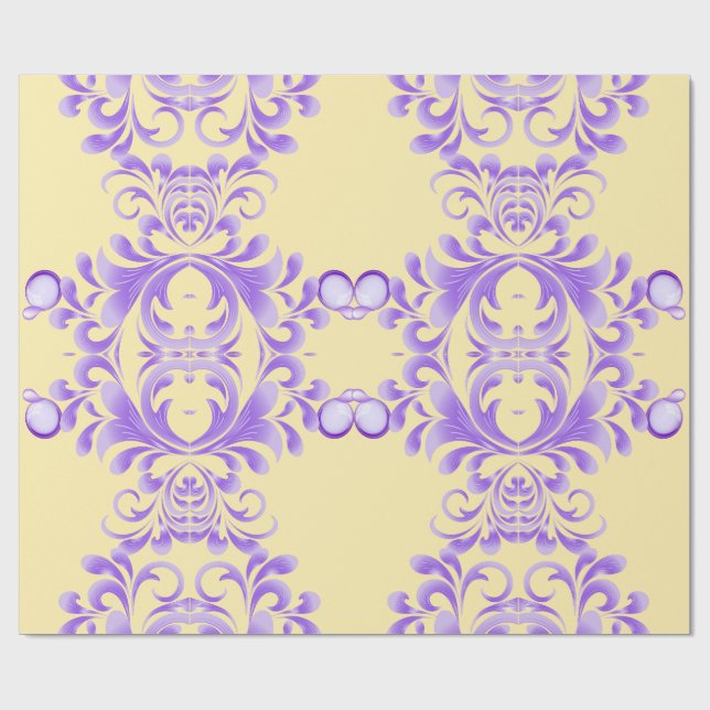 Oceanic Bloom: Purple Wave Harmony / Stylish Art  Wrapping Paper (Flat)