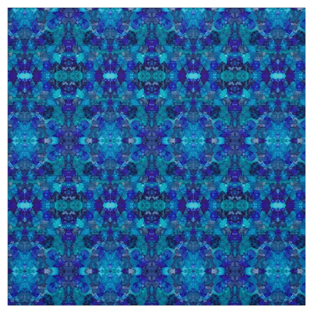 Oceanic Blue Abstract Alcohol Ink Art Fabric (Swatch)
