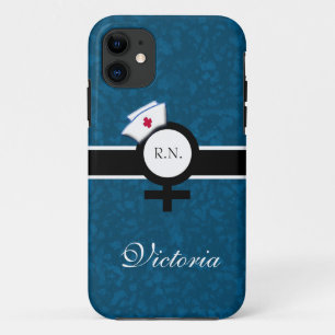 Oceanic Blue+Female Sign+Nurse Cap/Name Case-Mate iPhone Case