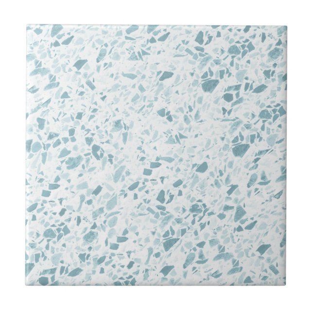 Oceanic Blue Terrazzo Print Tile (Front)
