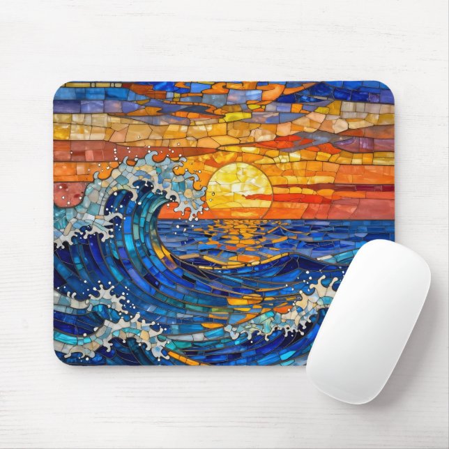 Oceanic Coastal Ocean Waves Sunset   Mouse Pad (With Mouse)